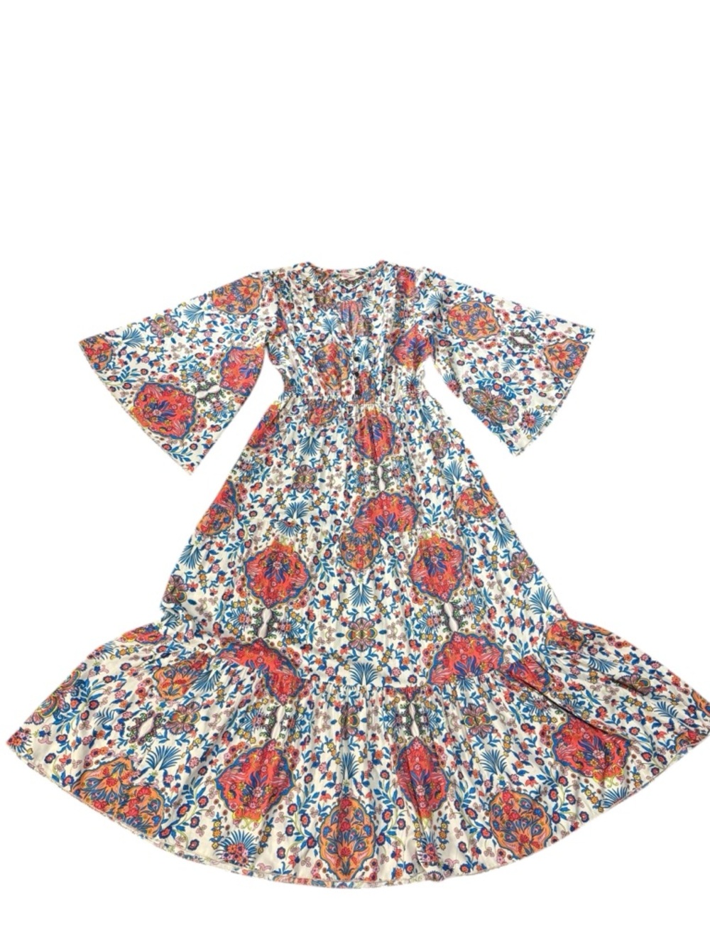 BOEMO, Bell Sleeve Bohemian Maxi Dress